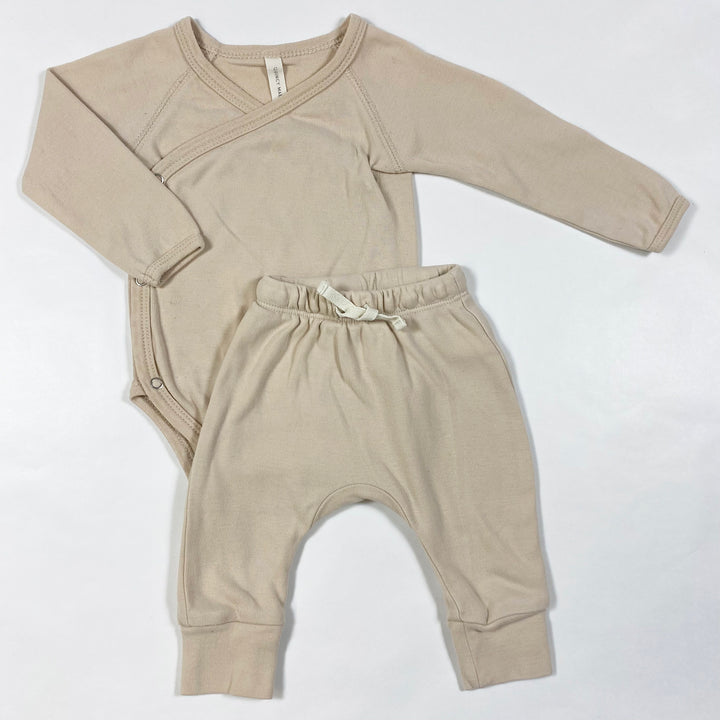 Quincy Mae beige wrap body & trouser set 0-3M 1