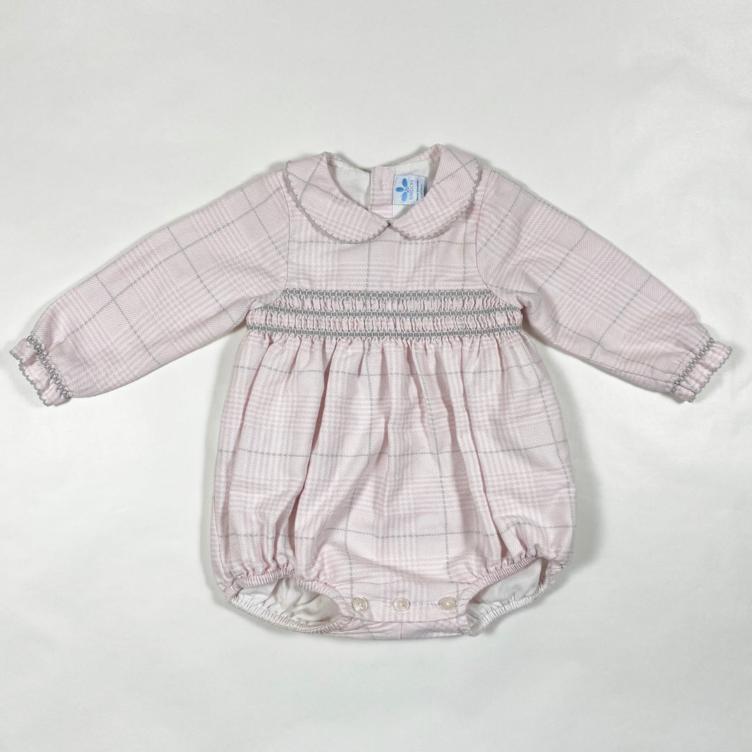 Sardon pink smocked long-sleeved romper 12M 1