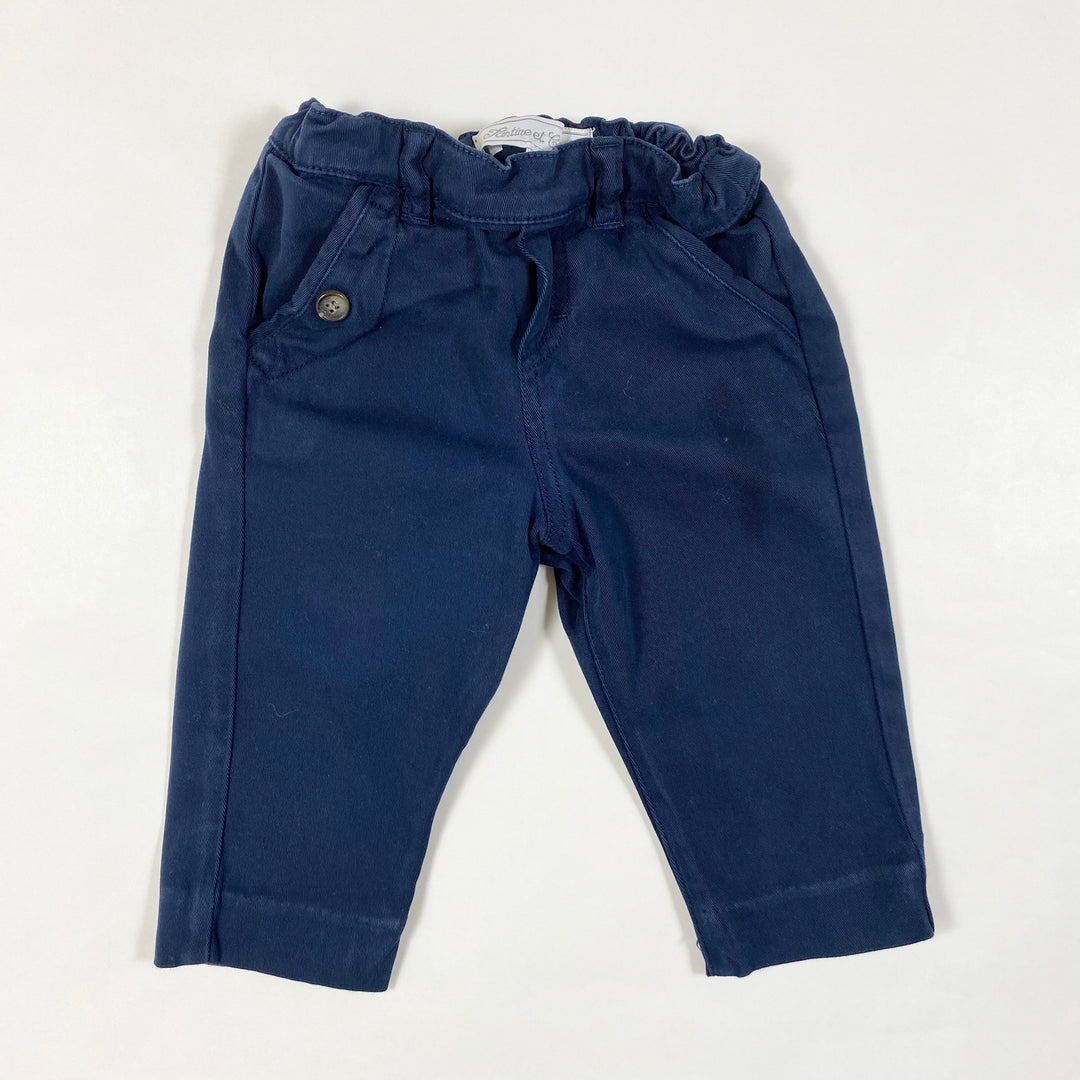 Tartine et Chocolat navy cotton trousers 6M 1