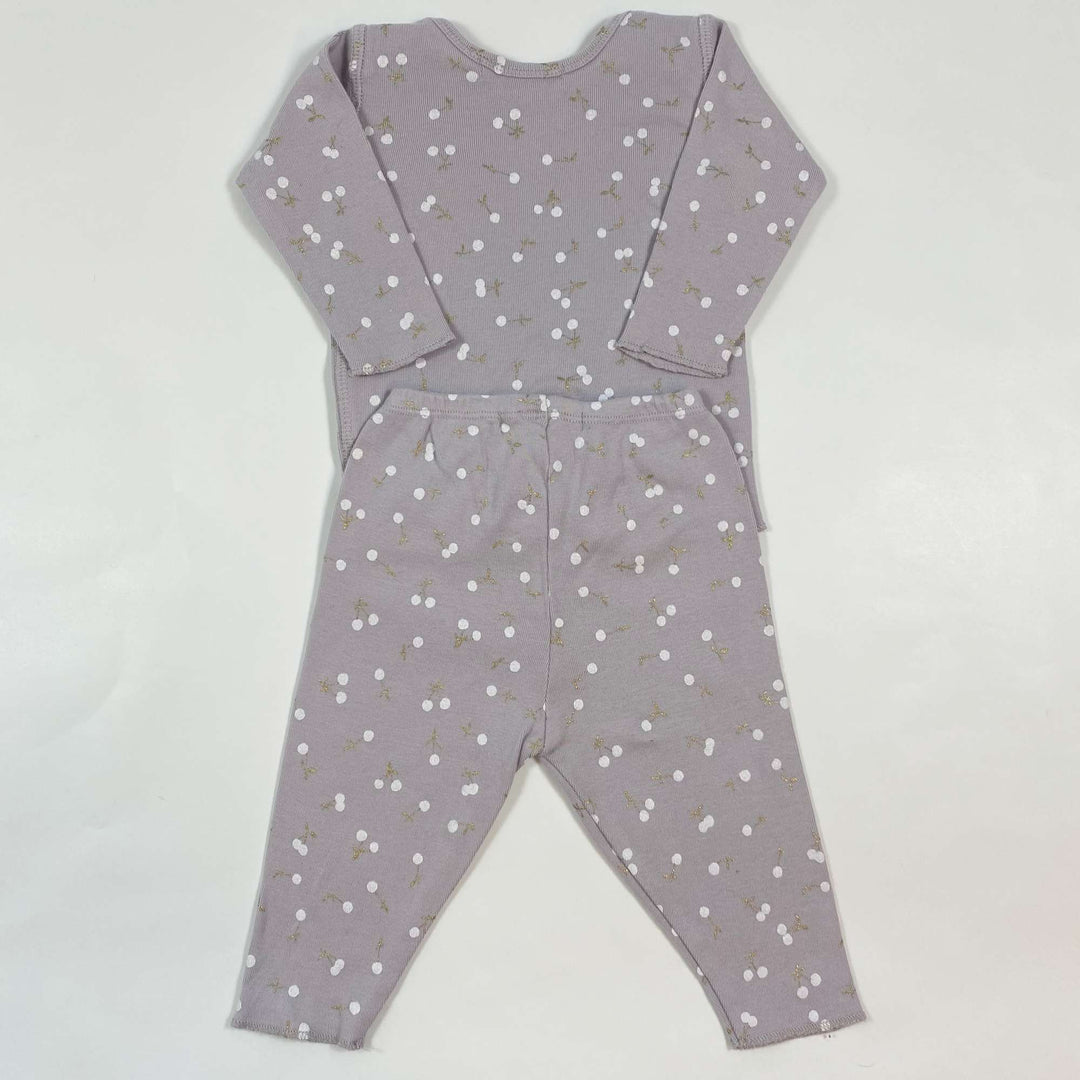 Bonpoint purple cherry longsleeve and leggings set 3M 3