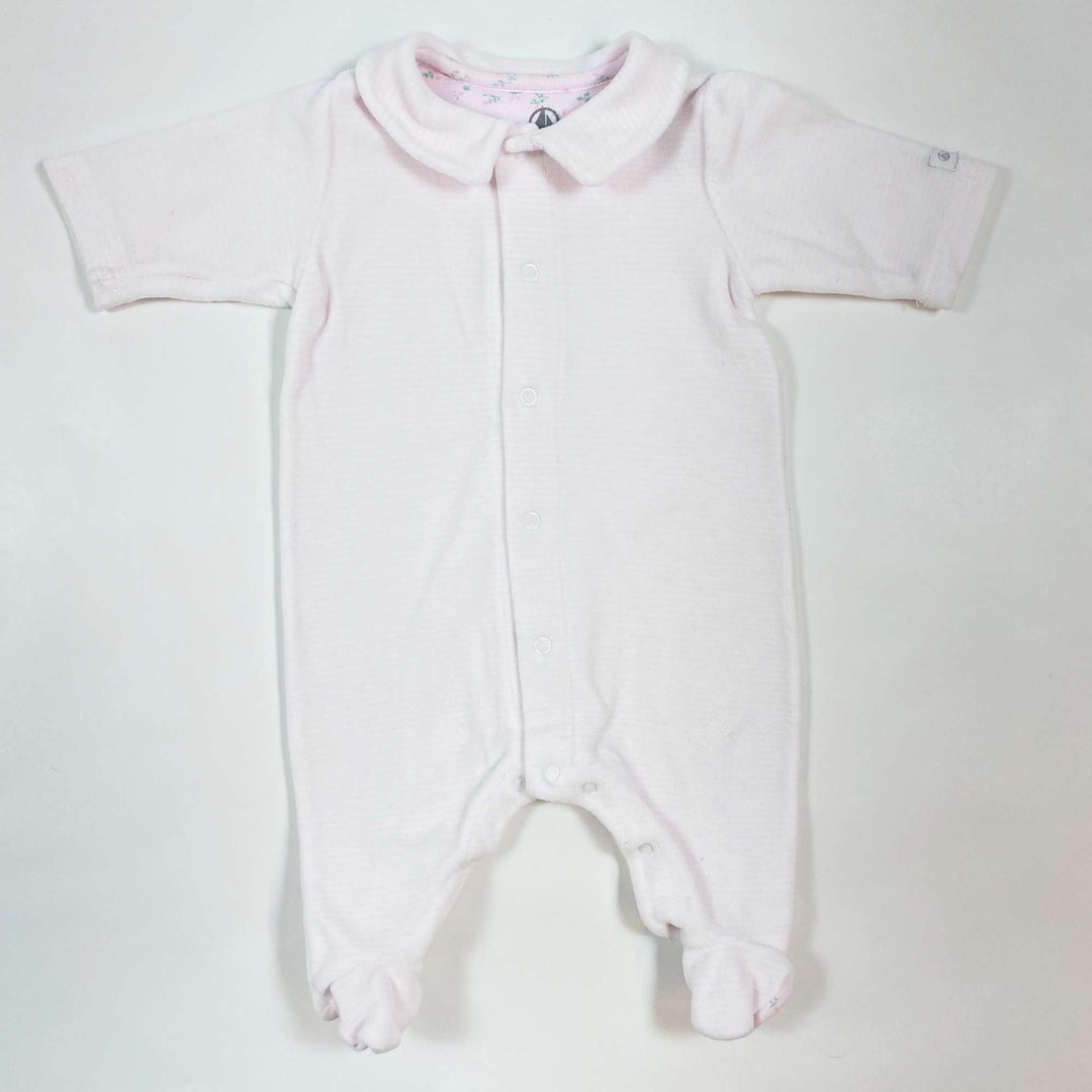 Petit Bateau light pink striped long-sleeved pyjamas with feet NB/50 1