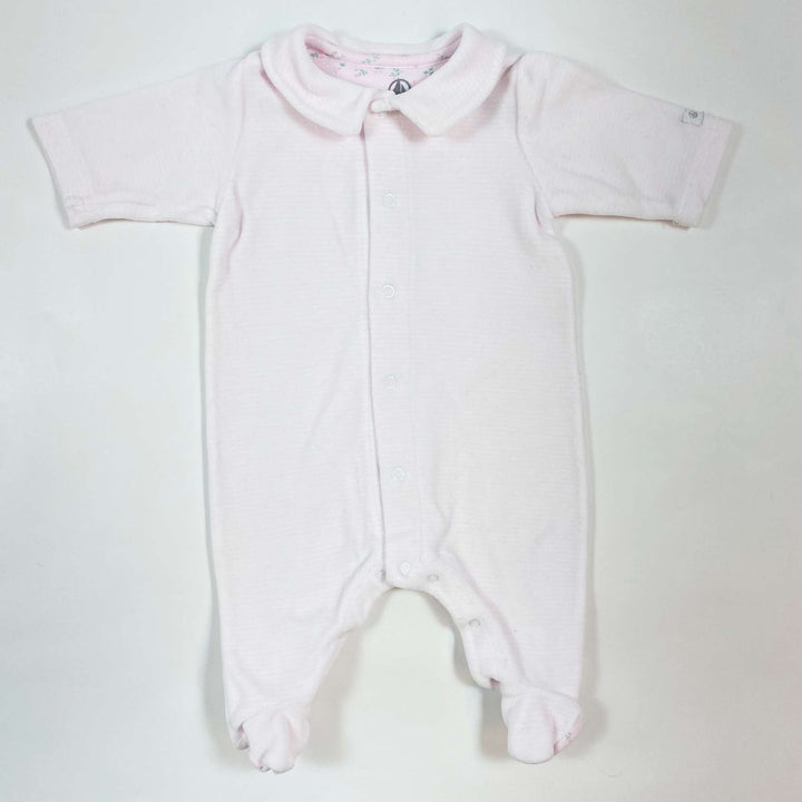 Petit Bateau light pink striped long-sleeved pyjamas with feet NB/50 1