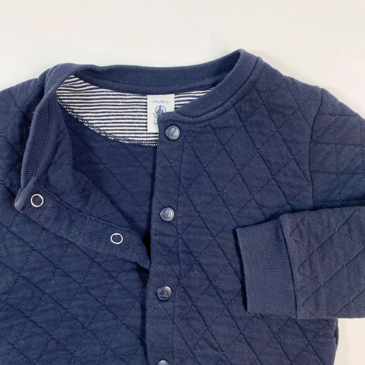 Petit Bateau navy quilted cardigan 24M 2