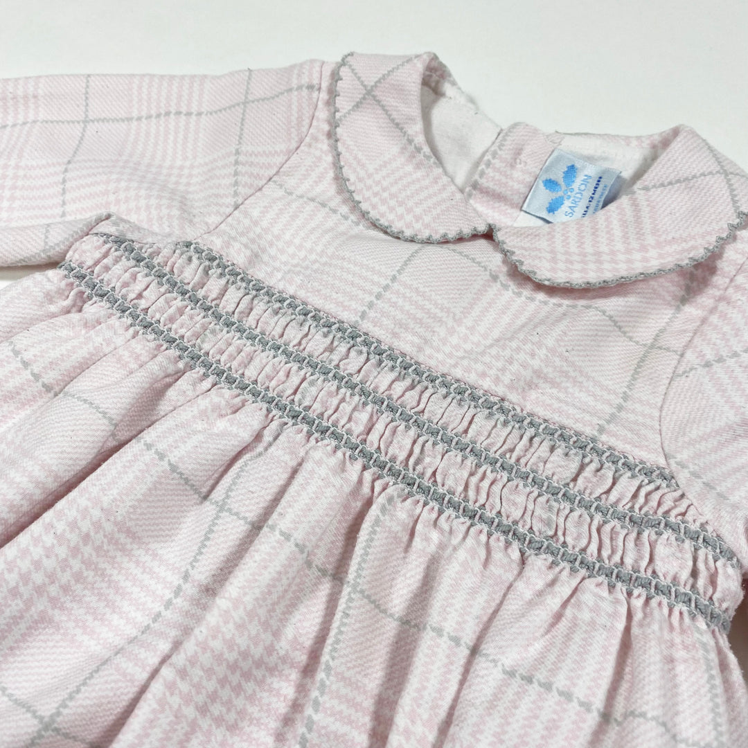 Sardon pink smocked long-sleeved romper 12M 2