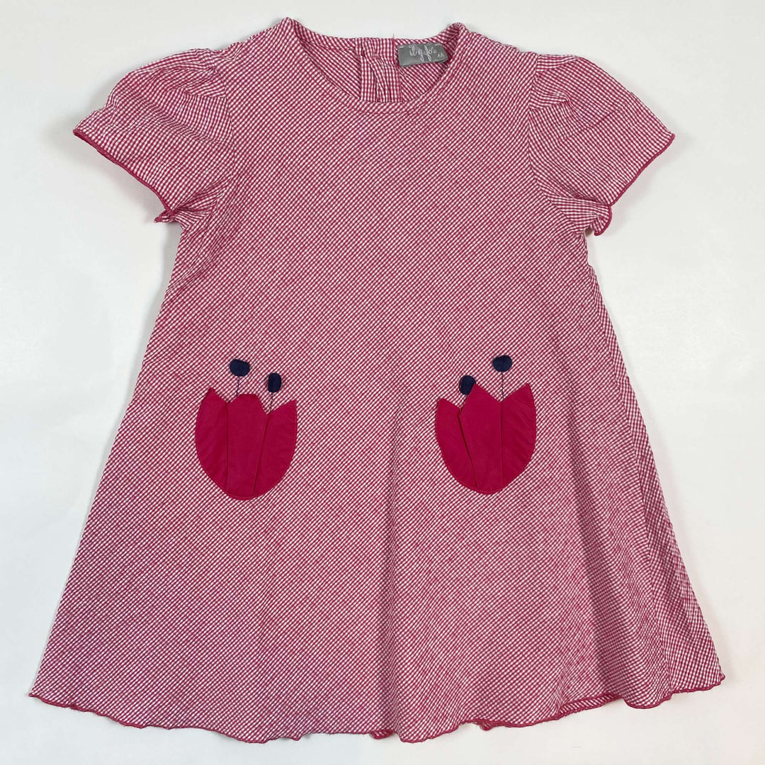 Il Gufo pink seersucker tulip pocket dress 4Y 1