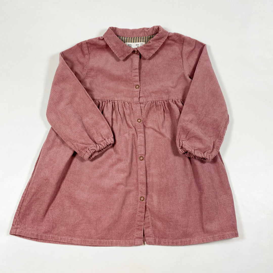 Zara dark blush cord dress 3/4Y 1