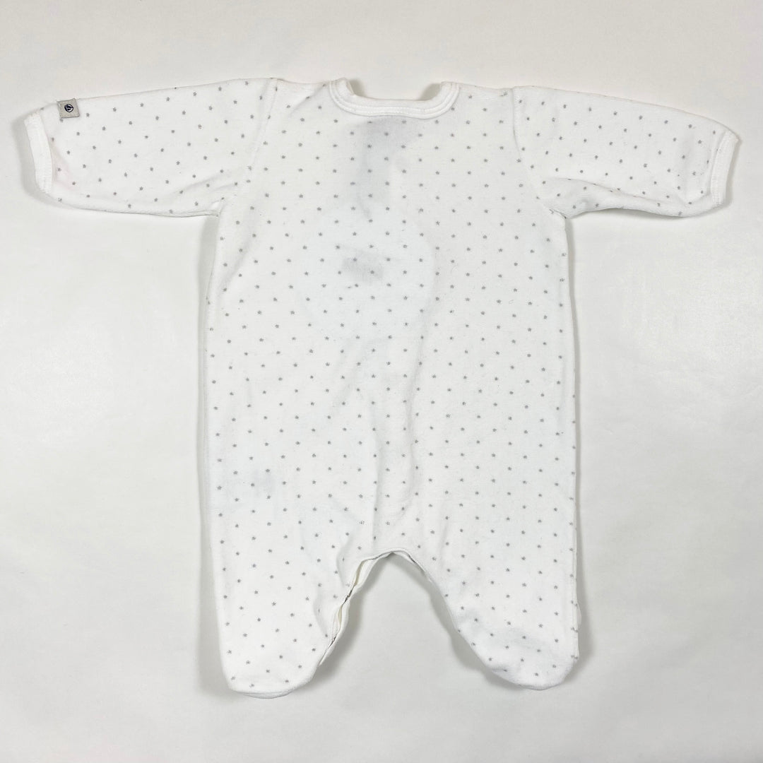 Petit Bateau white grey stars velour pyjama 1M/54 2