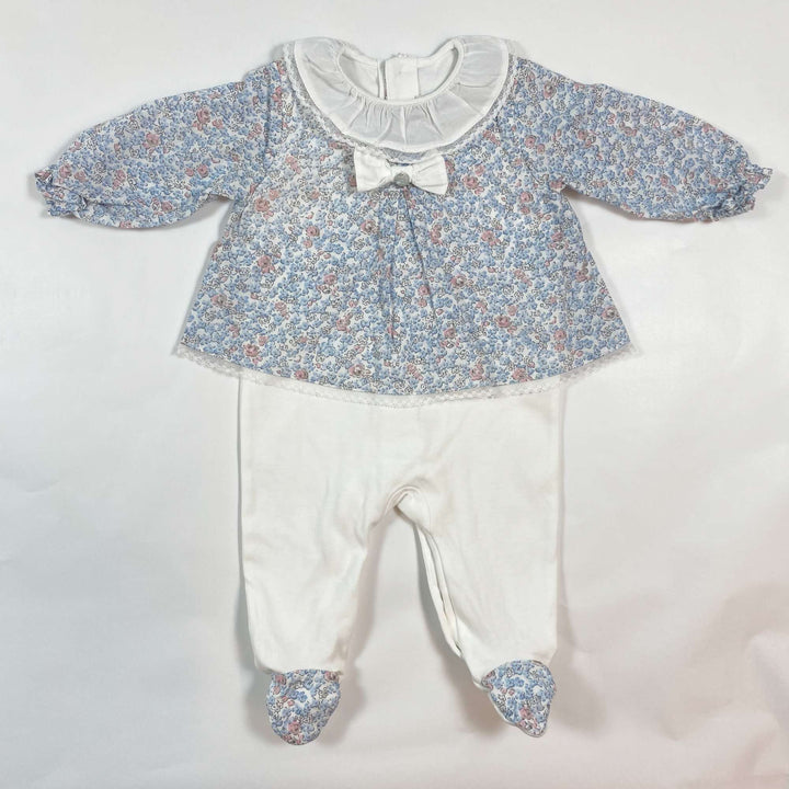 Pureté du Bebe blue floral print blouse and body one-piece 3M 1