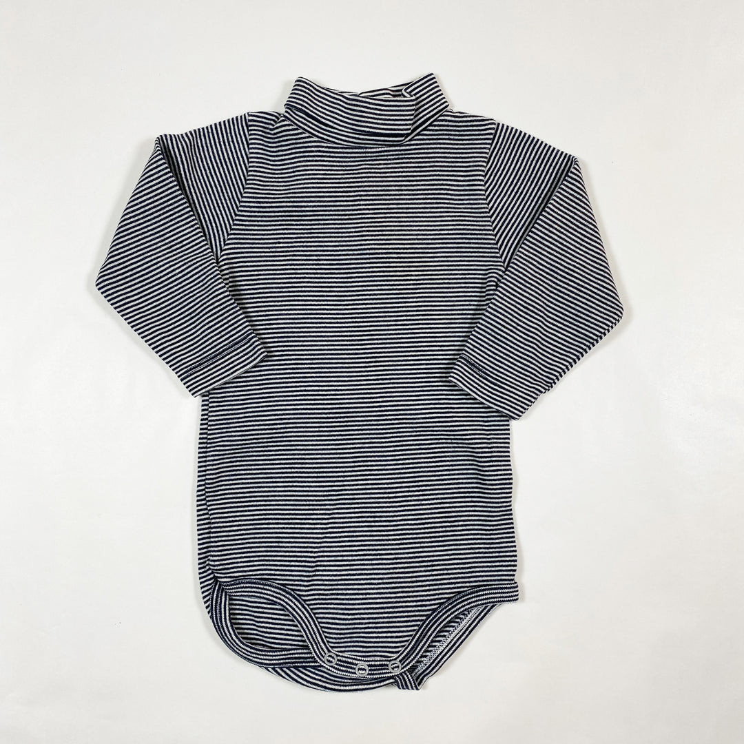 Petit Bateau navy striped turtleneck body 12M 1