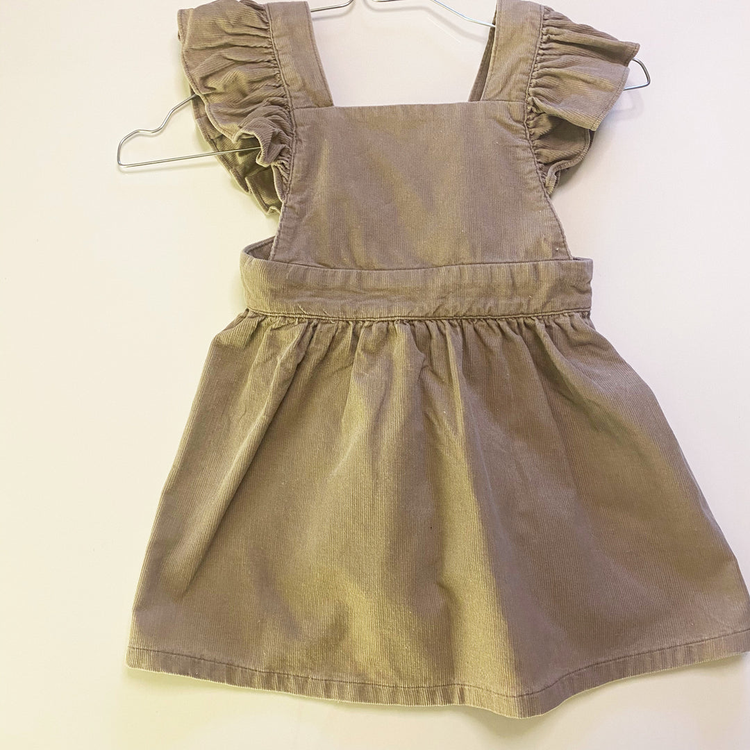 Bonét Bonét taupe cord pinafore dress with ruffles 2Y 1