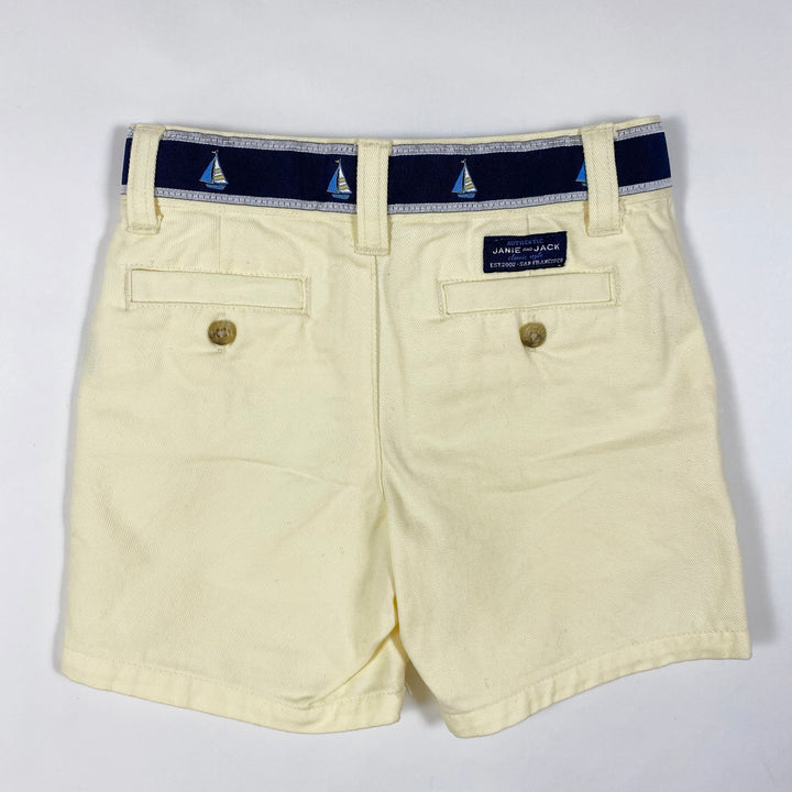 Janie and Jack pale lemon chino shorts with belt 6-12M