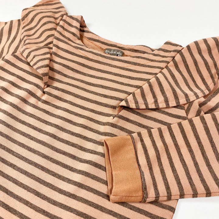 Emile et Ida dark blush striped sweatshirt with ruffles 4A 2