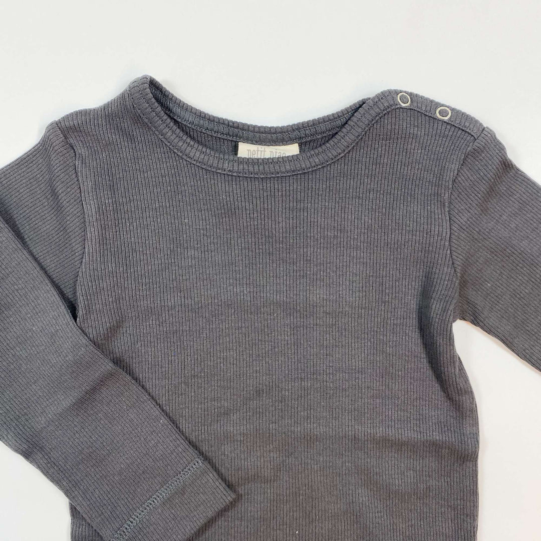 Petit Piao anthracite ribbed long-sleeved shirt Second Season 80 2