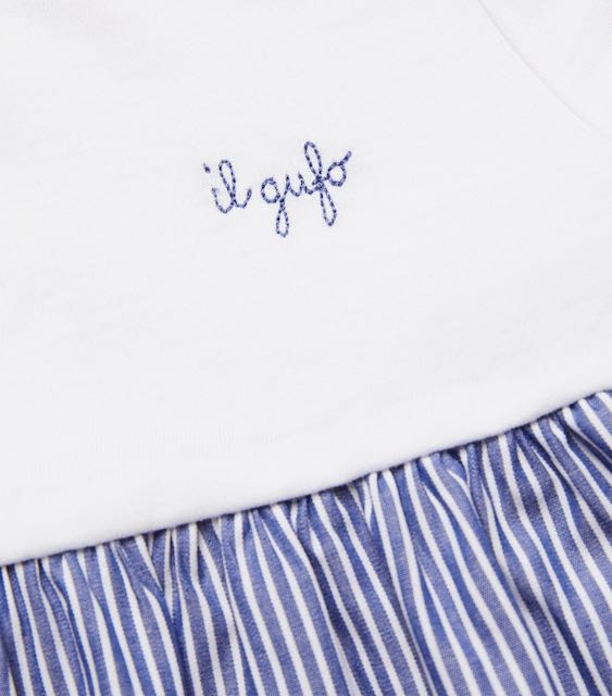 Il Gufo blue striped summer set with scalloped shorts Second Season 2Y 2