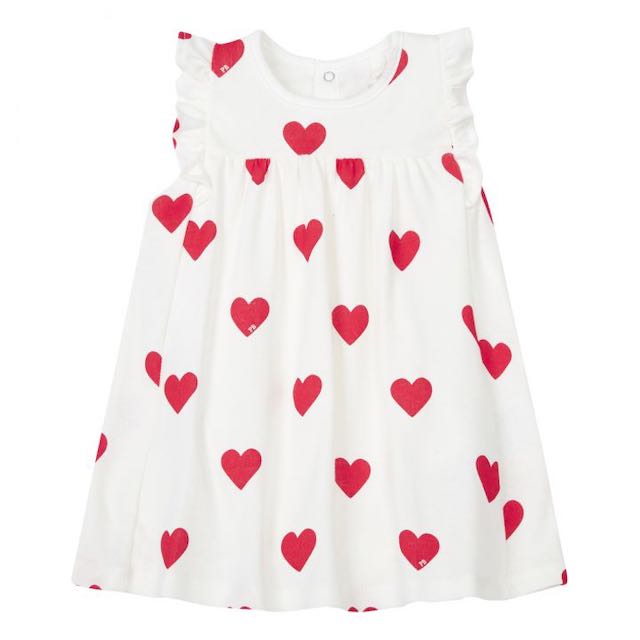 Petit Bateau heart print body dress Second Season 6M/67 1