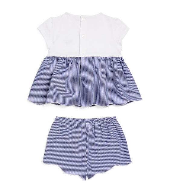 Il Gufo blue striped summer set with scalloped shorts Second Season 2Y 3
