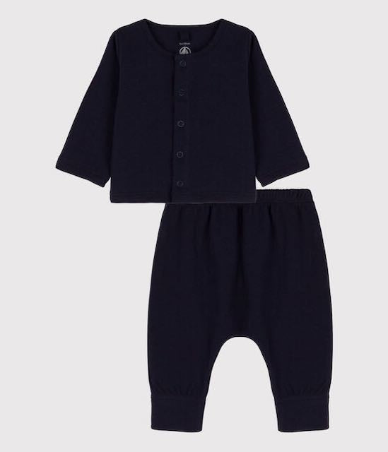 Petit Bateau navy organic cotton baby set Second Season 12M/74 1