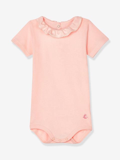 Petit Bateau light pink short-sleeved lace collar body Second Season 12M/74 1