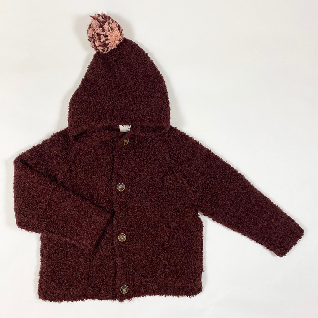 1+ in the Family Zermatt burgundy hooded cardigan Second Season 18M