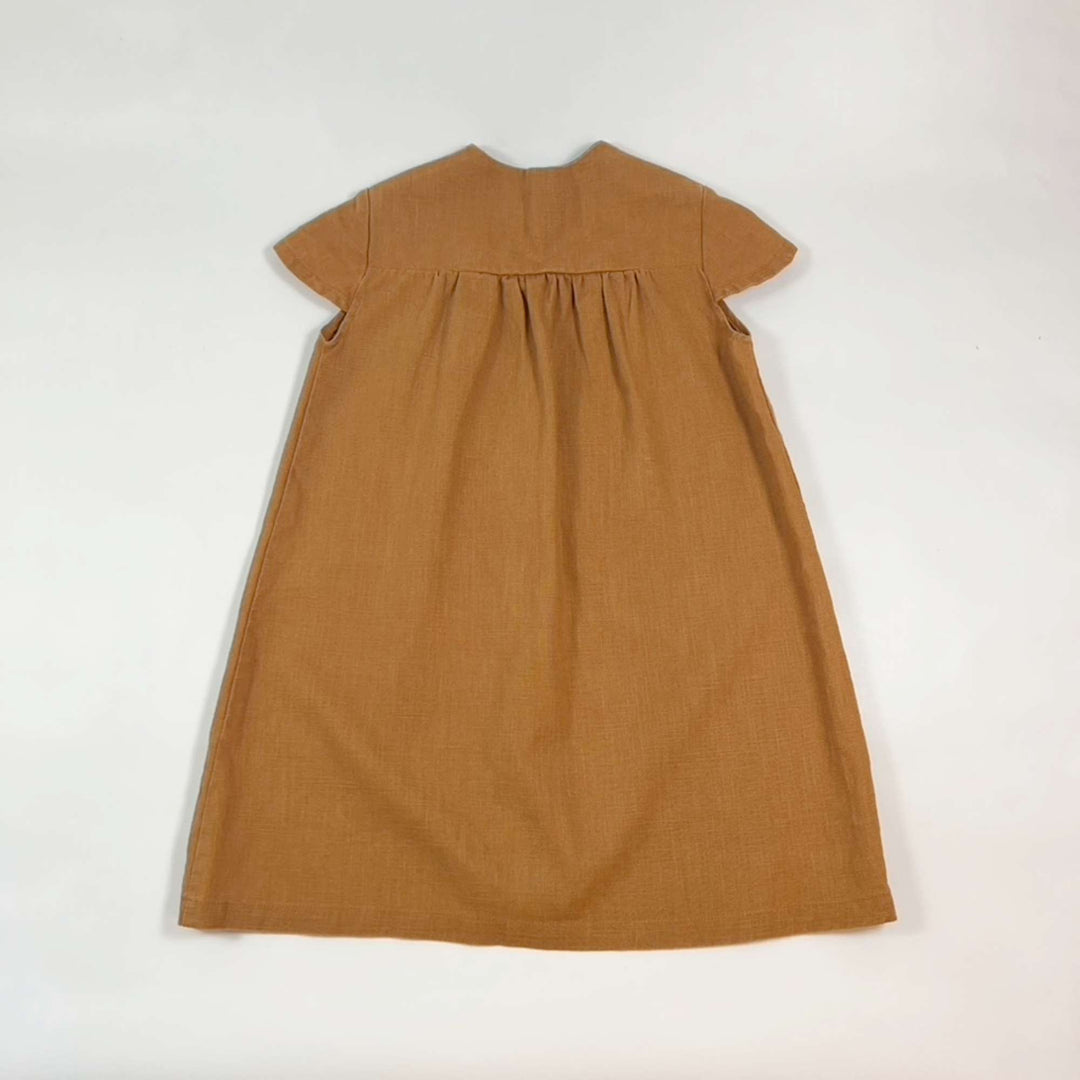 Minabulle camel heavy linen summer dress made in France 6Y 2