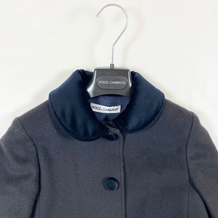 Dolce & Gabbana black/navy virgin wool coat with velvet collar 4Y 3