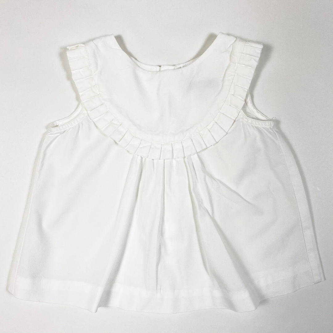 Jacadi crisp-weisse ärmellose Bluse mit Rüschen 6M/67cm