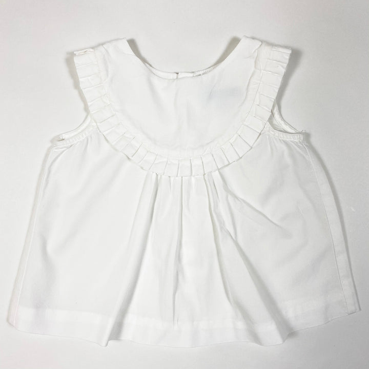 Jacadi crisp-weisse ärmellose Bluse mit Rüschen 6M/67cm