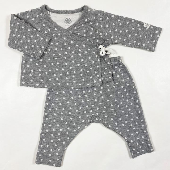 Petit Bateau grey polka dot top and pants set 3M/60 1