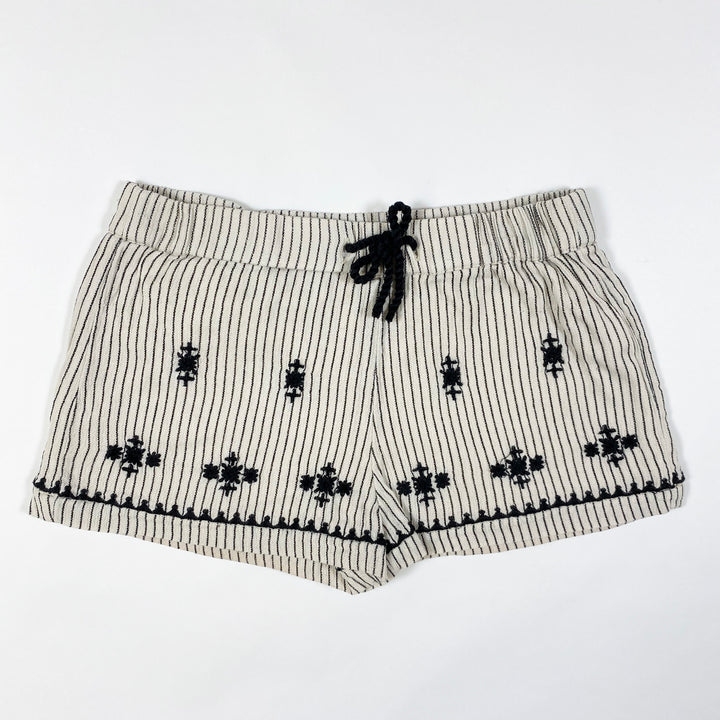 Zara ecru/schwarz gestreifte Shorts mit Stickereien 12-18M/86cm