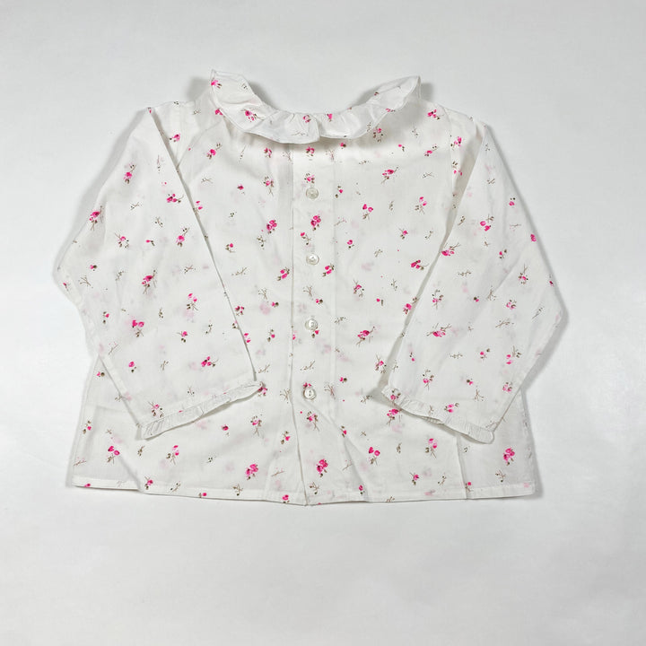 Bonpoint white pink flowers blouse with collar 2Y 2