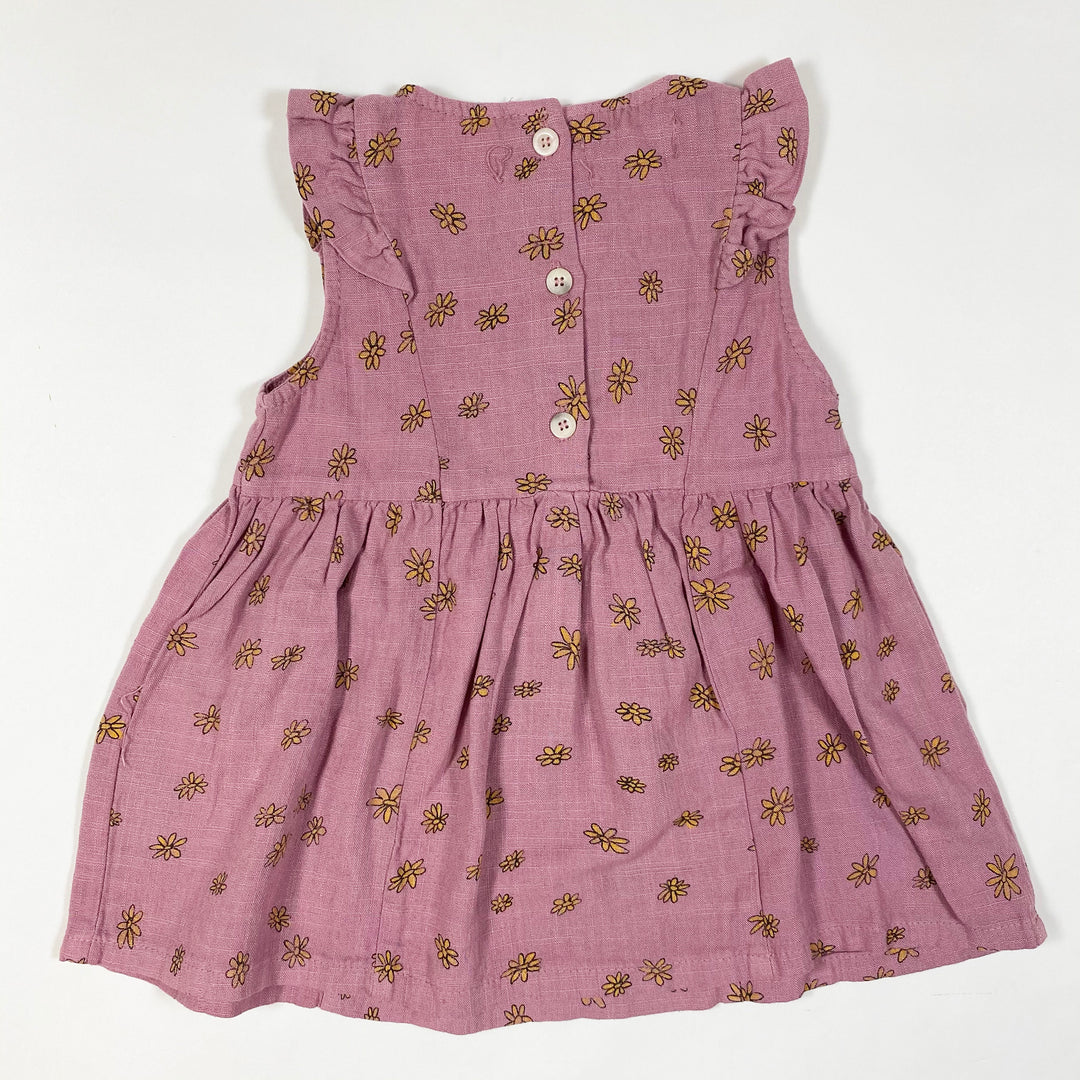 Bobo Choses purple daisy print short-sleeved dress with ruffles Second Season diff. sizes