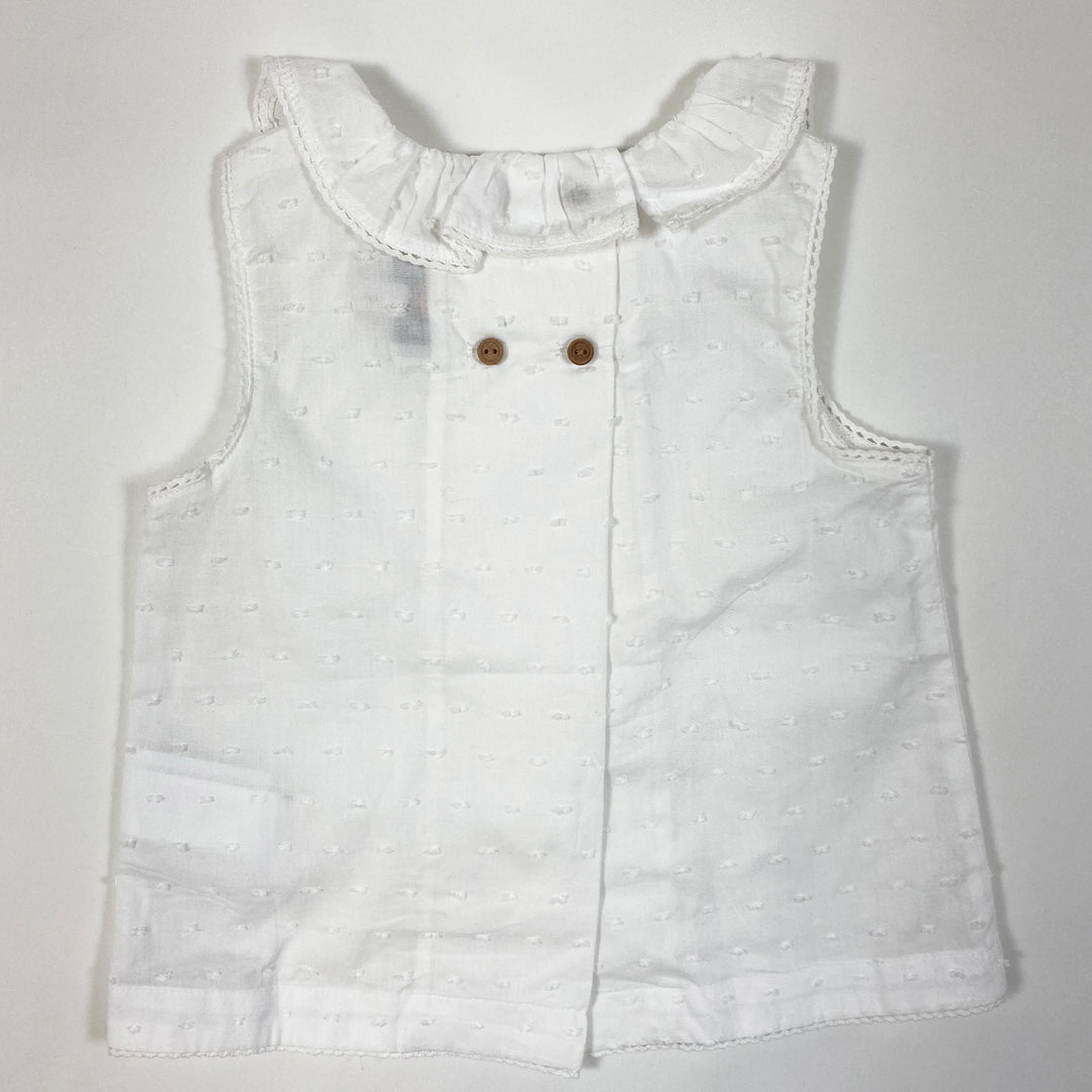 Cyrillus white pointelle sleeveless blouse 18M