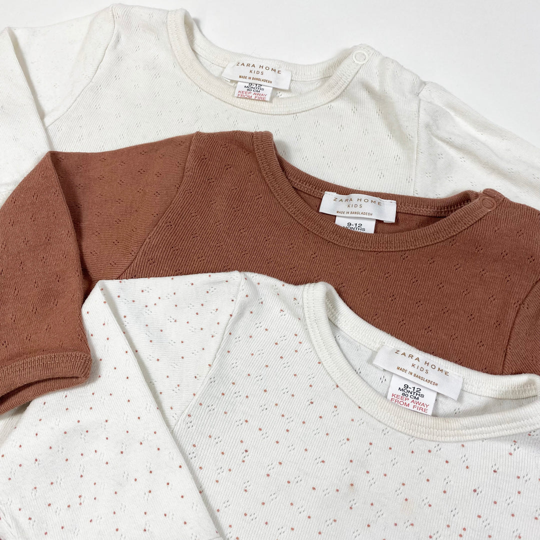 Zara pointelle long-sleeved bodys set of 3 9-12M/80 2