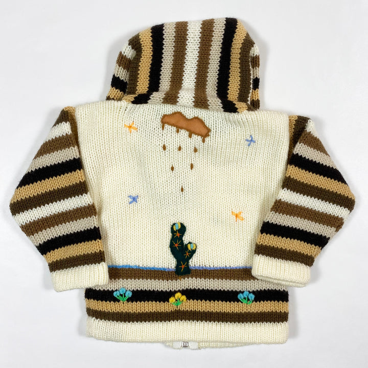 Natur Paradise beige hooded knitted cardigan with lama embroidery Second Season 3-6M 1