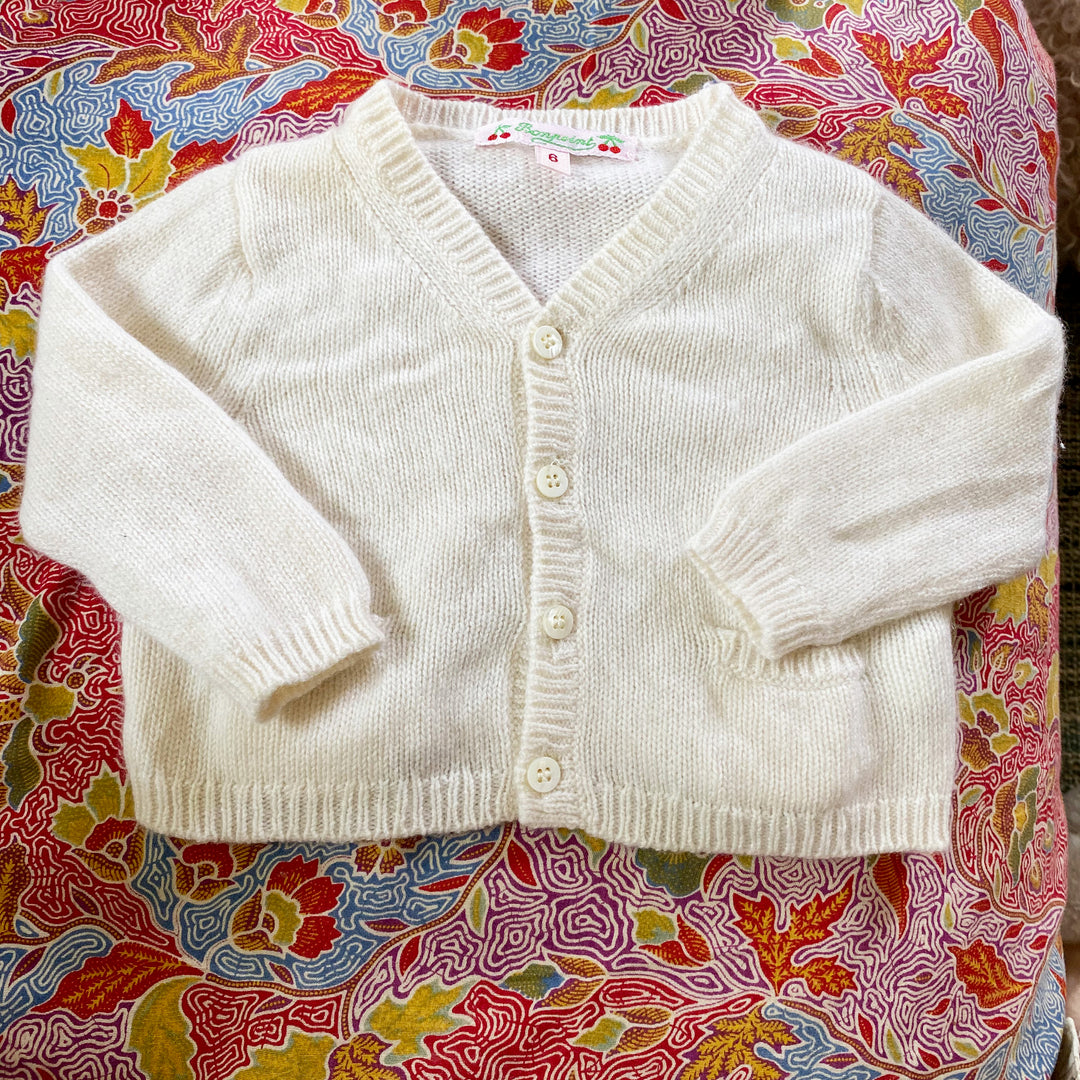 Bonpoint ecru chasmere cardigan 6M 1