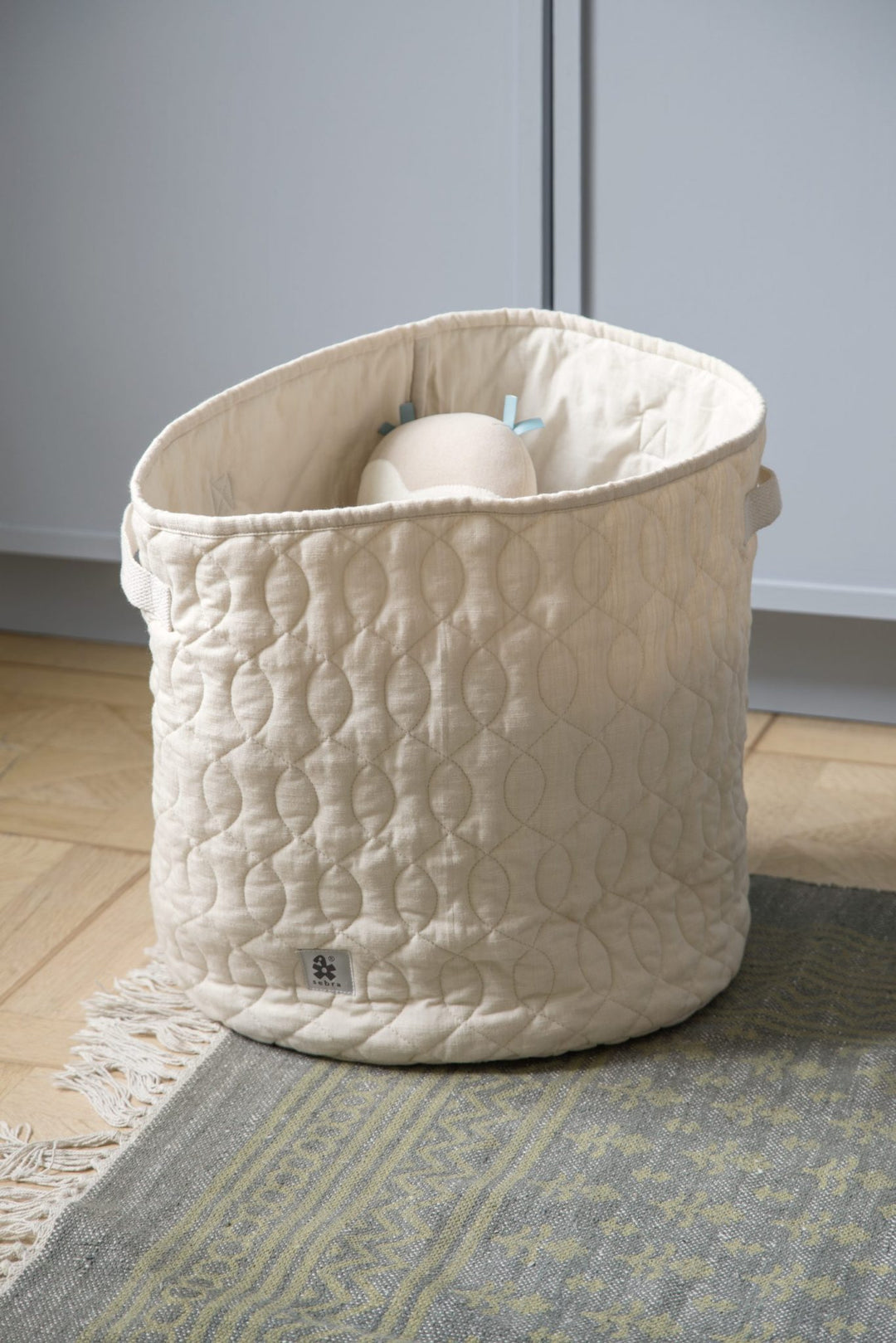 Sebra straw beige quilted basket 48 L Second Season 40 x 40 x 39 cm