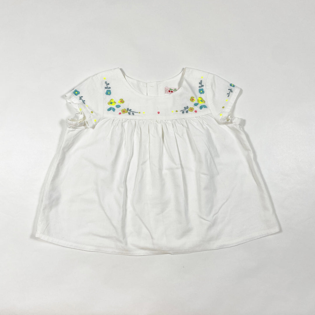 Bonpoint white hand embroidered floral blouse 18M 1