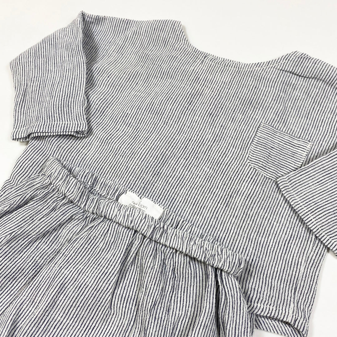 Zara blue stripe linen baby set 1-3M/58 2