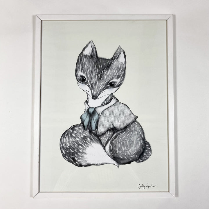 Jetty Sporken original fox drawing, framed 32x42cm