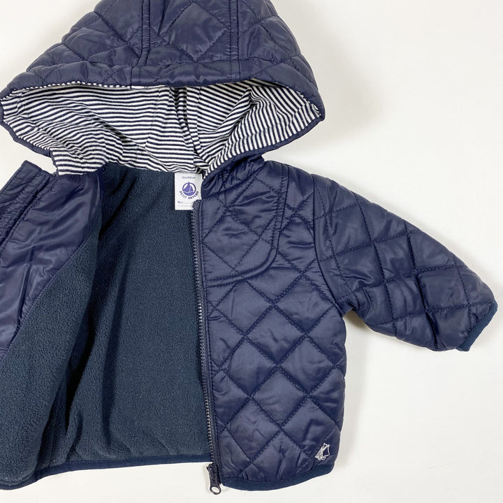 Petit Bateau navy quilted fleece-lined jacket 3M/60