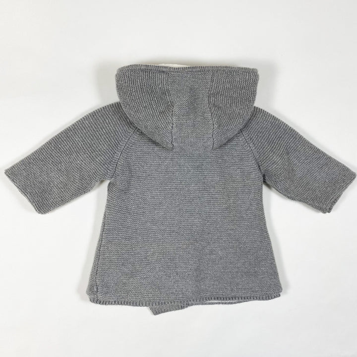 Obaïbi grey heavy knit cardigan with removable hood and faux fur lining 12M/74