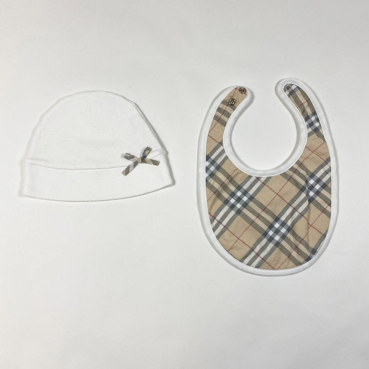 Burberry iconic newborn hat & bib set 42-44