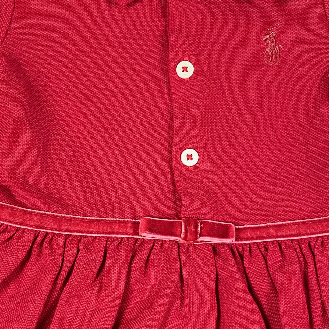 Ralph Lauren rotes langärmeliges Kleid mit Samtschleife & Pumphose 6M/70