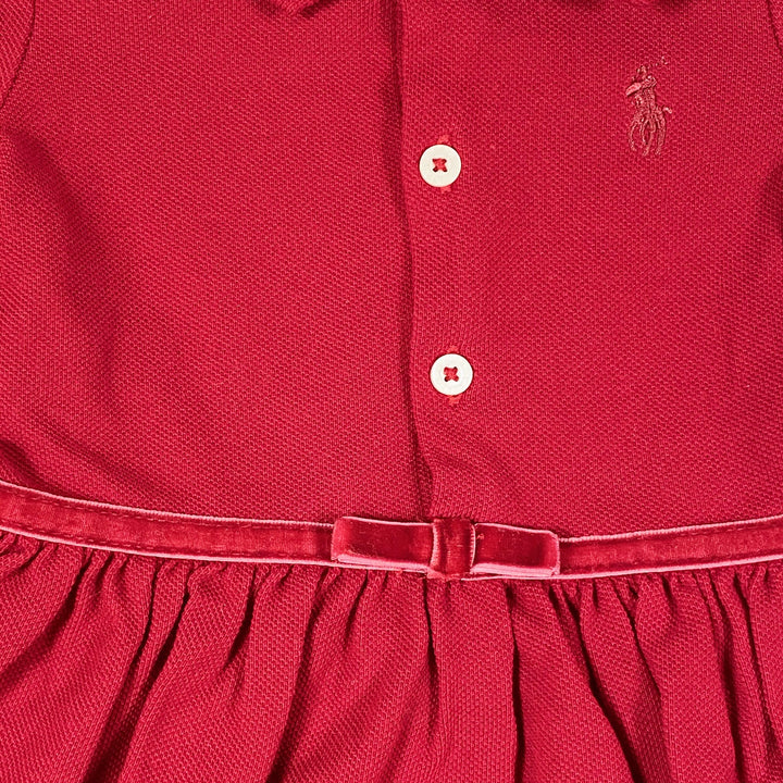 Ralph Lauren red long-sleeved dress with velvet bow & bloomers 6M/70