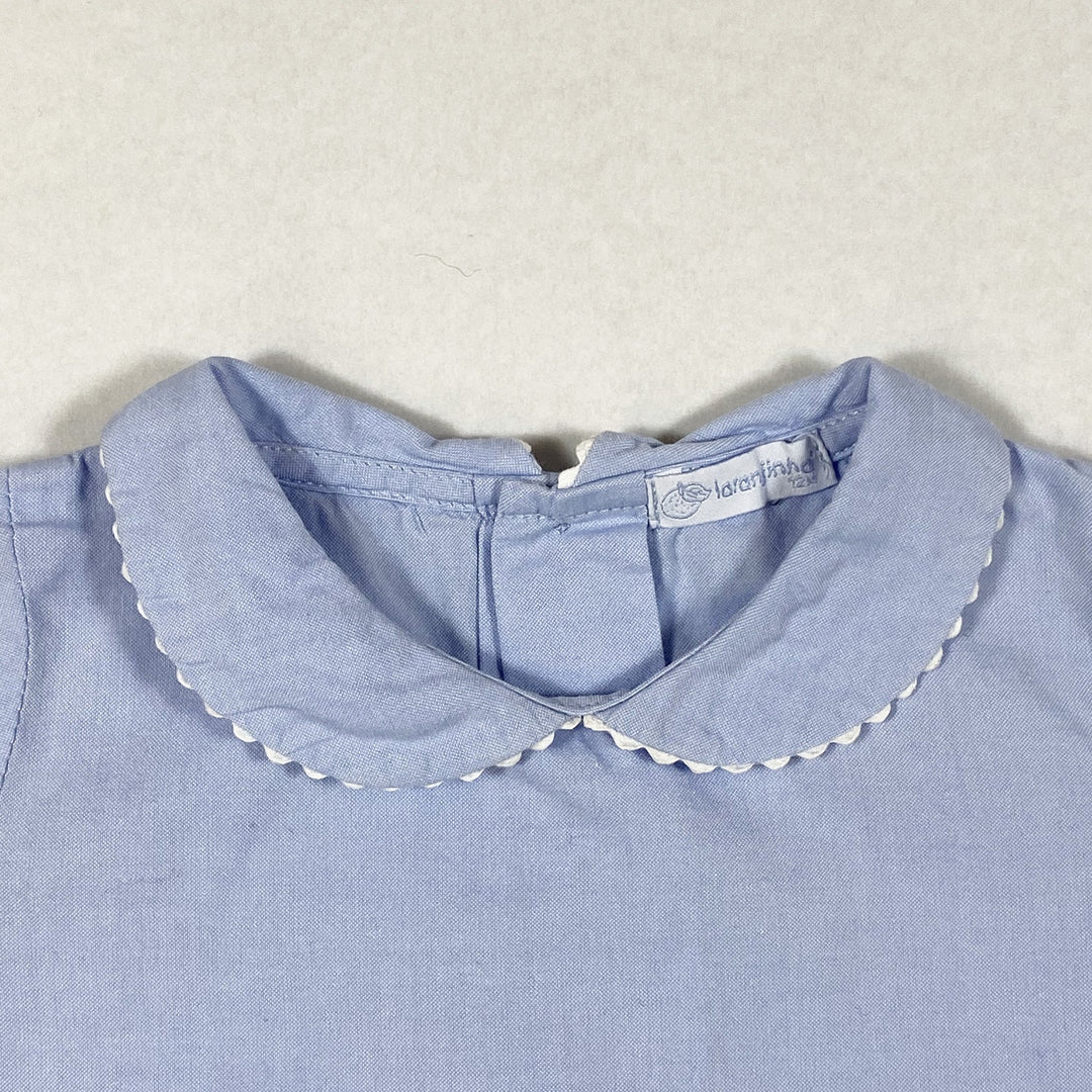 Laranjinha light blue short-sleeved blouse with peter pan collar and white detailing 12M