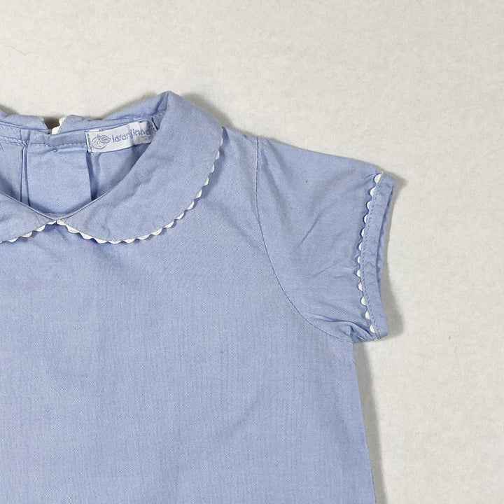 Laranjinha light blue short-sleeved blouse with peter pan collar and white detailing 12M