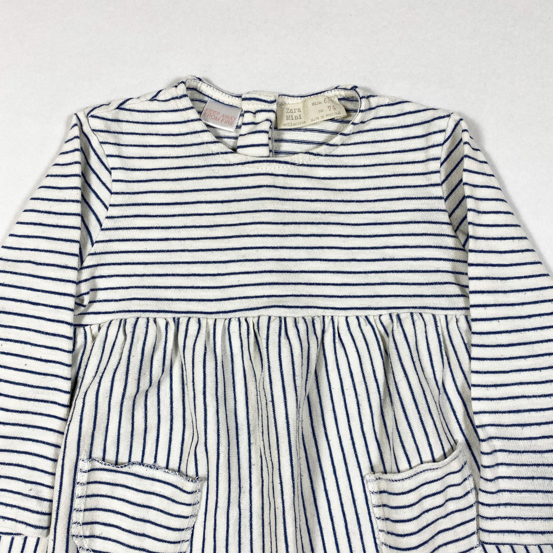 Zara blue striped long-sleeved dress 6-9M/74
