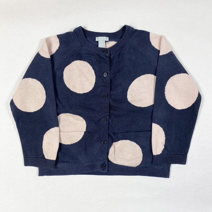 COS blue cardigan with pink circles 2-4Y/98-104