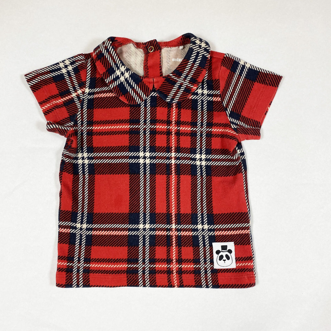 Mini Rodini red short-sleeved tartan blouse with collar 80-86