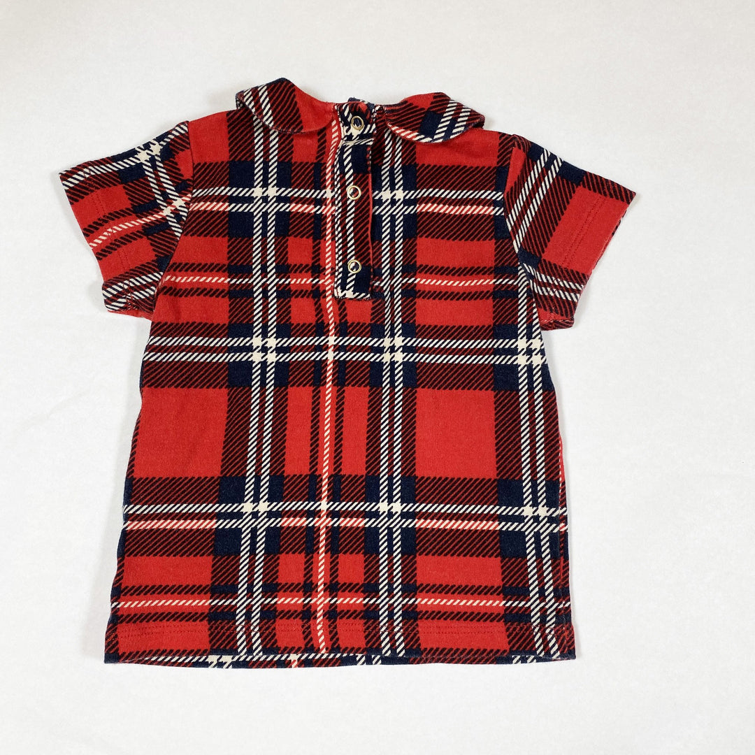 Mini Rodini red short-sleeved tartan blouse with collar 80-86